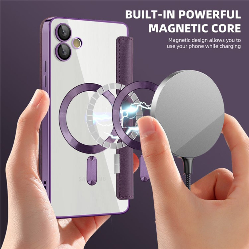 Coque MagSafe pour Samsung Galaxy A05 A055, Techsuit, SmartMag Book, Violet