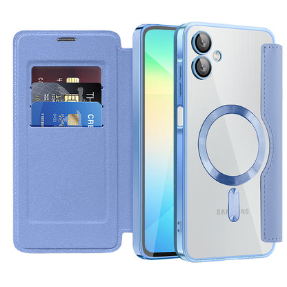 Coque MagSafe pour Samsung Galaxy A06 A065, Techsuit, SmartMag Book, Bleu