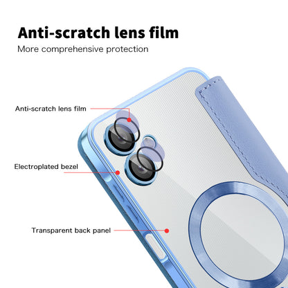 Coque MagSafe pour Samsung Galaxy A06 A065, Techsuit, SmartMag Book, Bleu