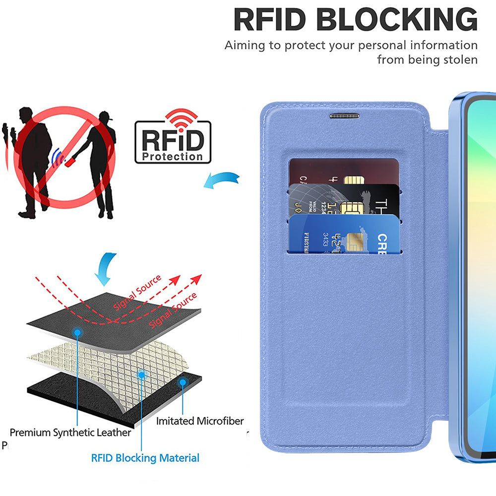 Coque MagSafe pour Samsung Galaxy A06 A065, Techsuit, SmartMag Book, Bleu