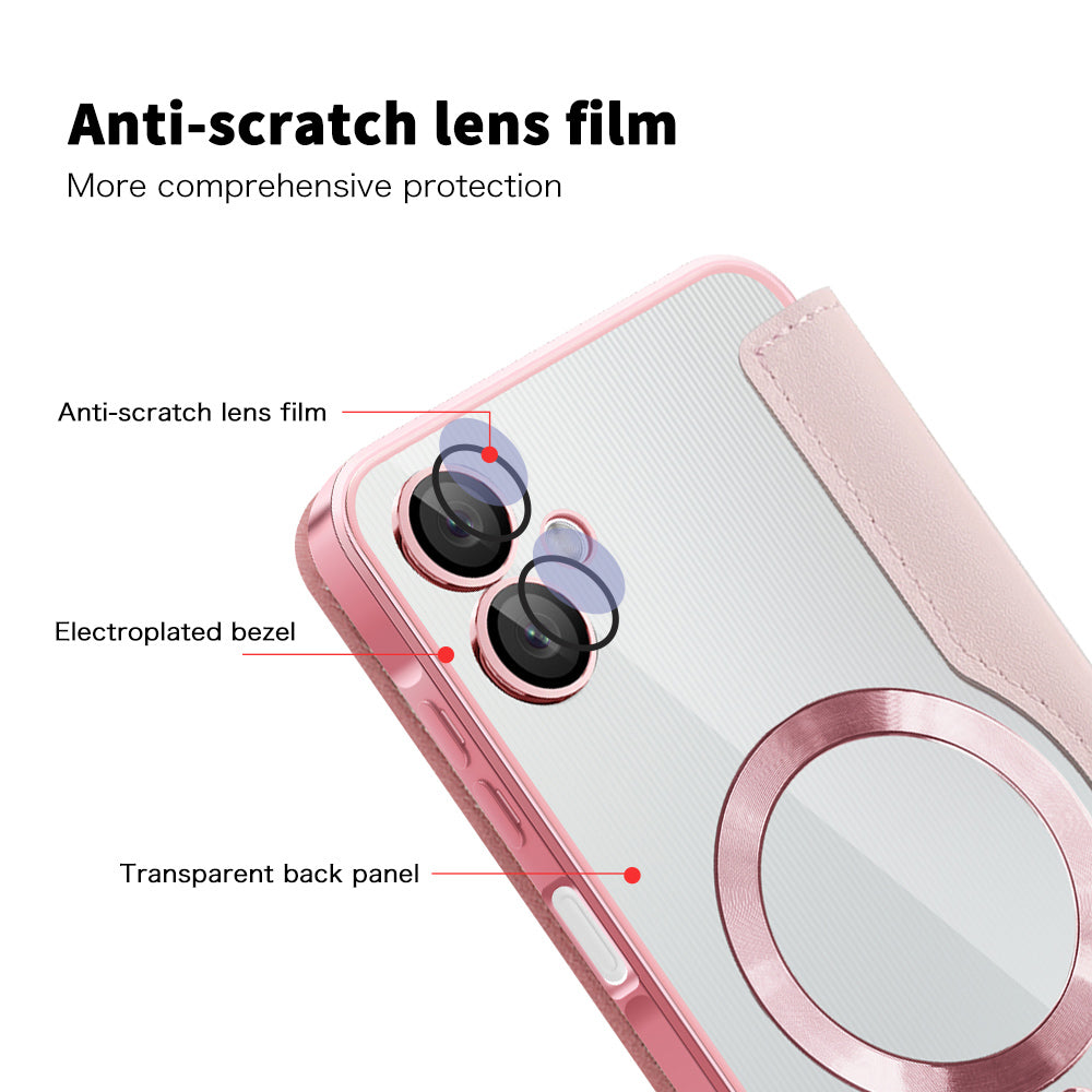MagSafe Case for Samsung Galaxy A06 A065, Techsuit, SmartMag Book, Pink