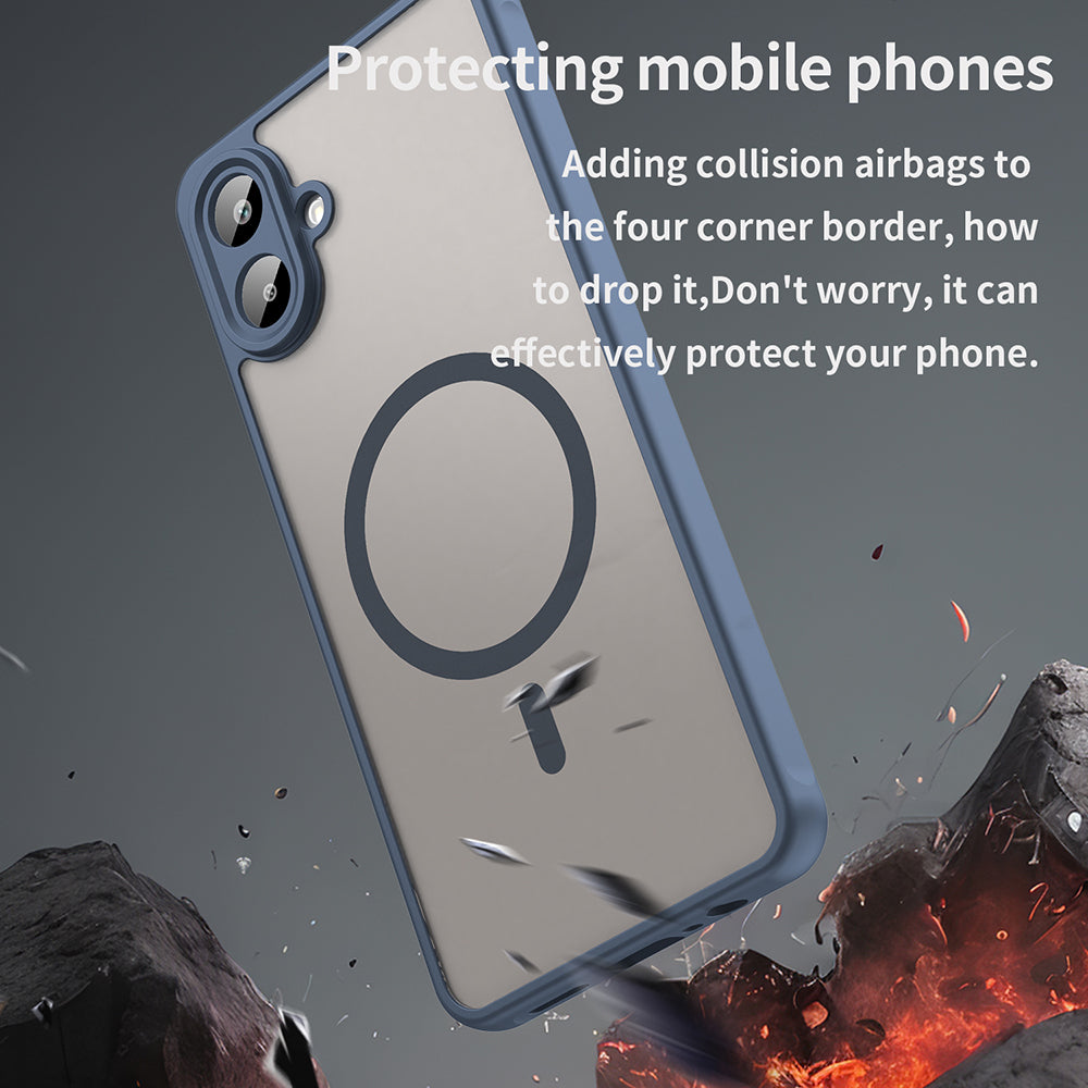 Coque MagSafe pour Samsung Galaxy A07 4G A075, Techsuit, HaloFrost II, Bleu marine