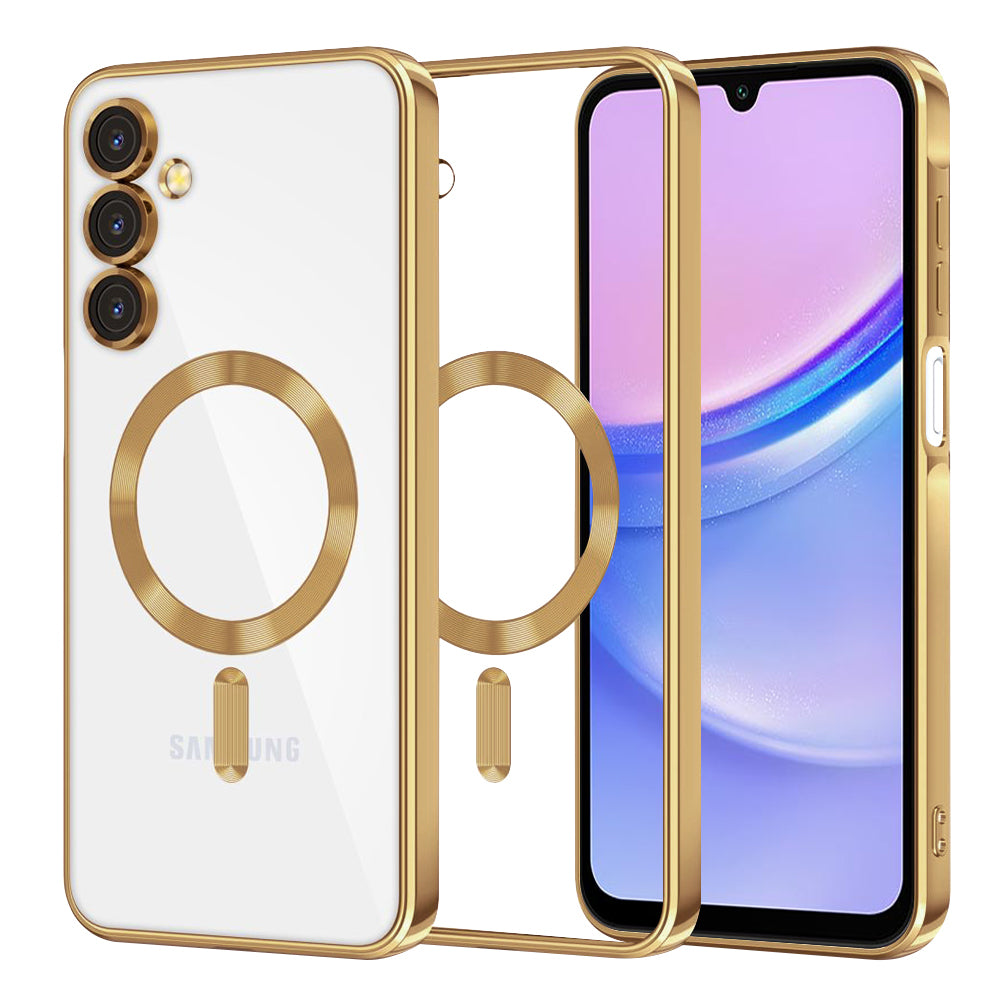 Coque MagSafe pour Samsung Galaxy A15 5G A156 / A15 A155, Techsuit, Luxury Crystal, Dorée