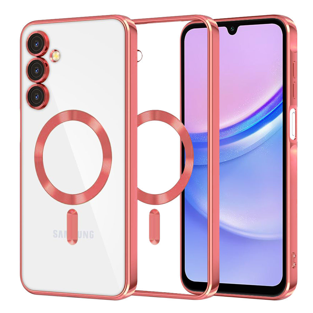 Coque MagSafe pour Samsung Galaxy A15 5G A156 / A15 A155, Techsuit, Luxury Crystal, Rouge