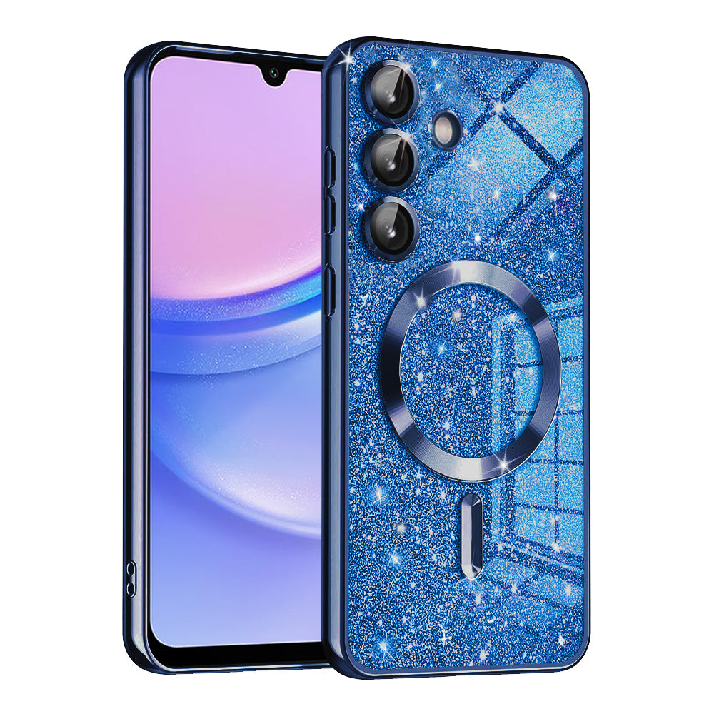 MagSafe Case for Samsung Galaxy A15 5G A156 / A15 A155, Techsuit, Luxury Glitter, Dark Blue