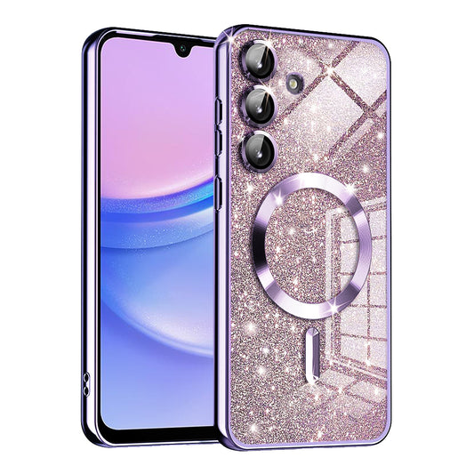 MagSafe-Hülle für Samsung Galaxy A15 5G A156 / A15 A155, Techsuit, Luxury Glitter, Hellviolett