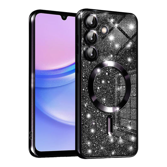 MagSafe-Hülle für Samsung Galaxy A15 5G A156 / A15 A155, Techsuit, Luxury Glitter, Schwarz