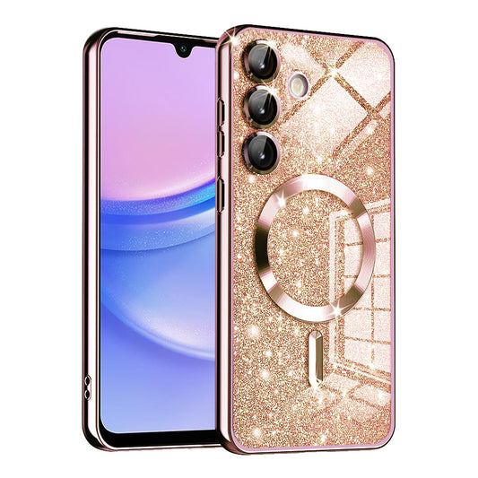 MagSafe-Hülle für Samsung Galaxy A15 5G A156 / A15 A155, Techsuit, Luxury Glitter, Roségold