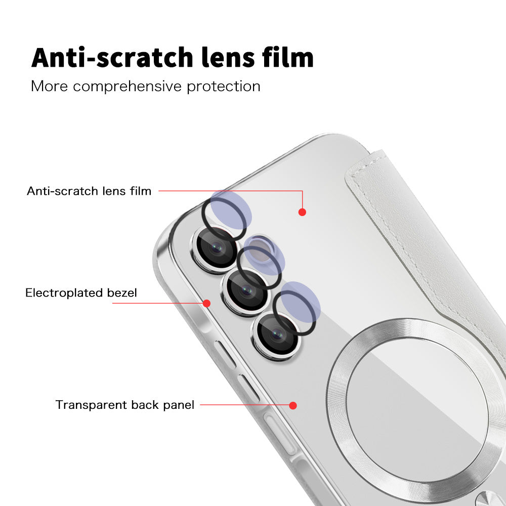 Coque MagSafe pour Samsung Galaxy A15 5G A156 / A15 A155, Techsuit, SmartMag Book, Gris