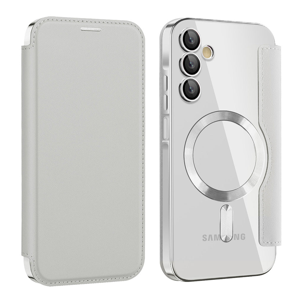 Coque MagSafe pour Samsung Galaxy A15 5G A156 / A15 A155, Techsuit, SmartMag Book, Gris