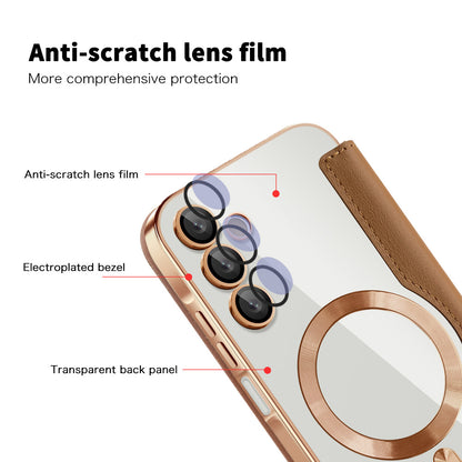 Coque MagSafe pour Samsung Galaxy A15 5G A156 / A15 A155, Techsuit, SmartMag Book, Marron