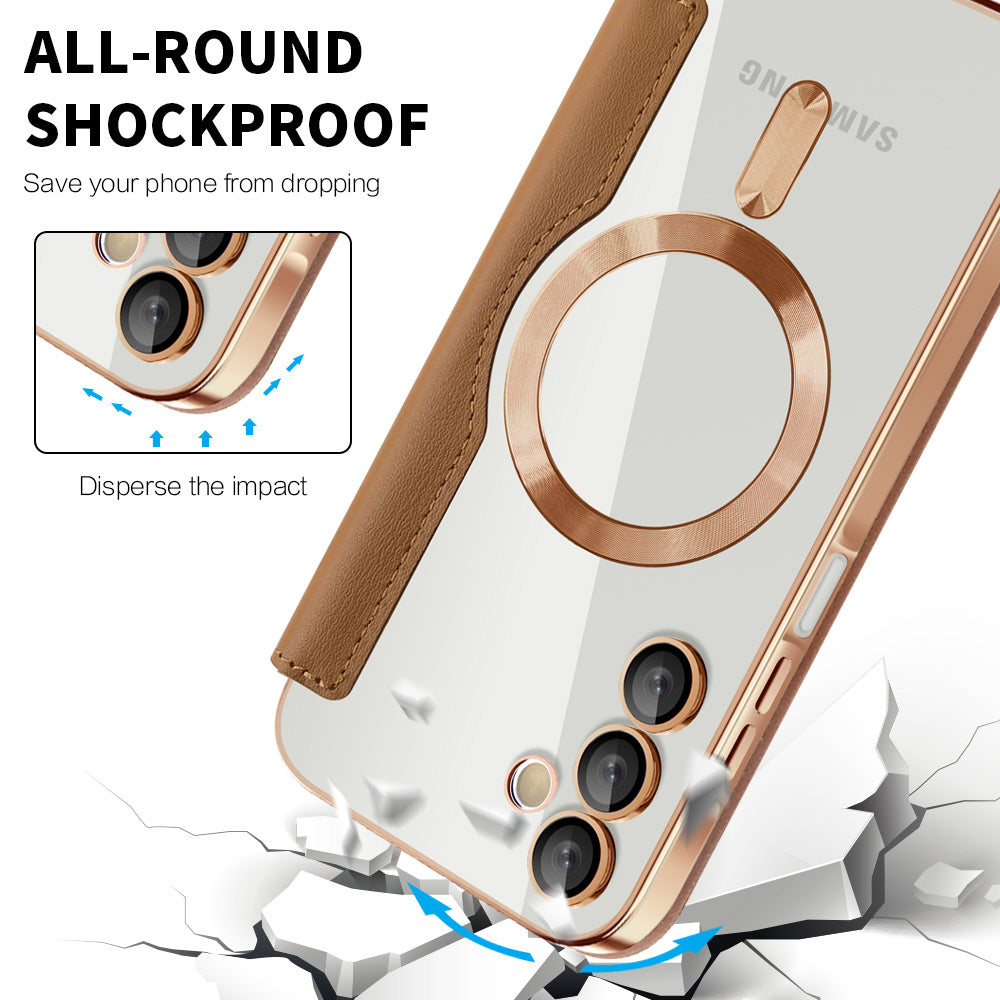 Coque MagSafe pour Samsung Galaxy A15 5G A156 / A15 A155, Techsuit, SmartMag Book, Marron