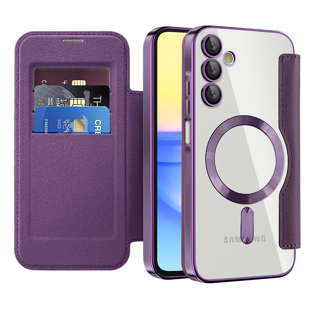 Coque MagSafe pour Samsung Galaxy A15 5G A156 / A15 A155, Techsuit, SmartMag Book, Violet