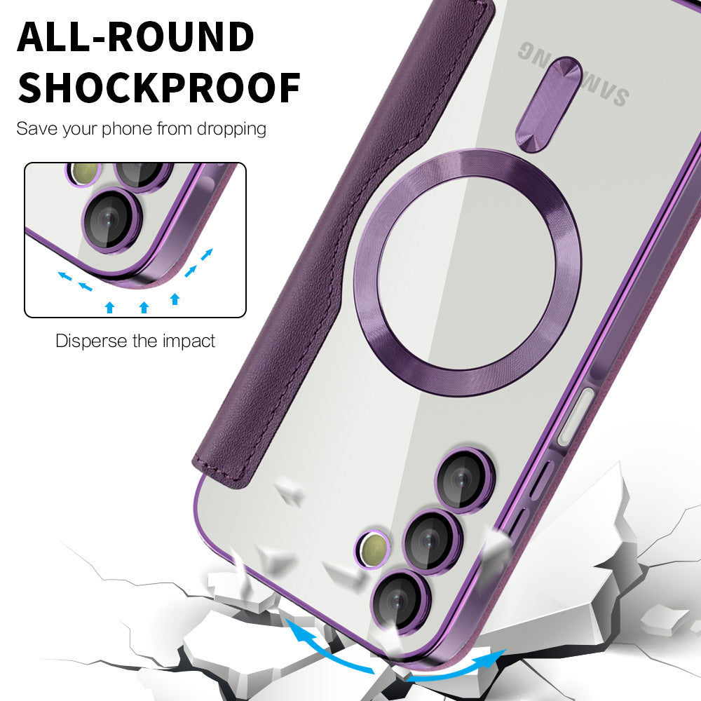 Coque MagSafe pour Samsung Galaxy A15 5G A156 / A15 A155, Techsuit, SmartMag Book, Violet