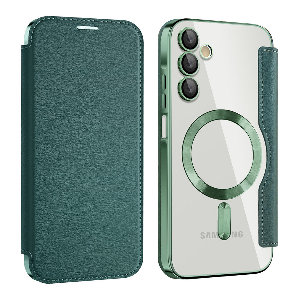 Coque MagSafe pour Samsung Galaxy A15 5G A156 / A15 A155, Techsuit, SmartMag Book, Vert