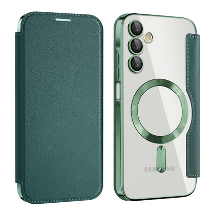 Coque MagSafe pour Samsung Galaxy A15 5G A156 / A15 A155, Techsuit, SmartMag Book, Vert