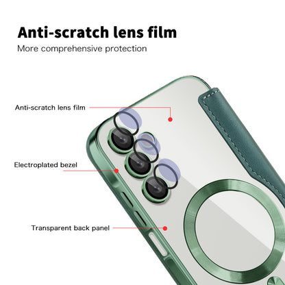 Coque MagSafe pour Samsung Galaxy A15 5G A156 / A15 A155, Techsuit, SmartMag Book, Vert