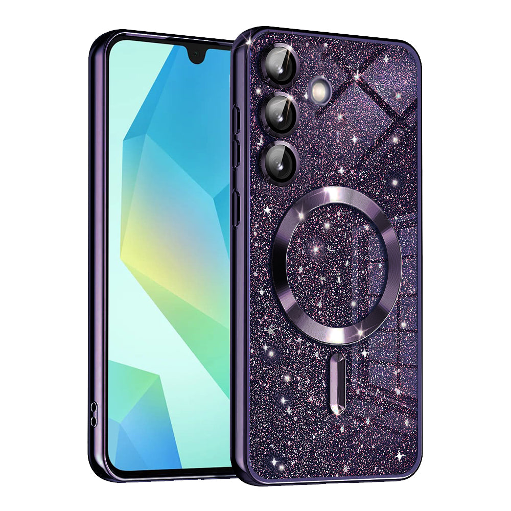 Coque MagSafe pour Samsung Galaxy A16 5G A166 / A16 4G A165, Techsuit, Luxury Glitter, Violet Foncé