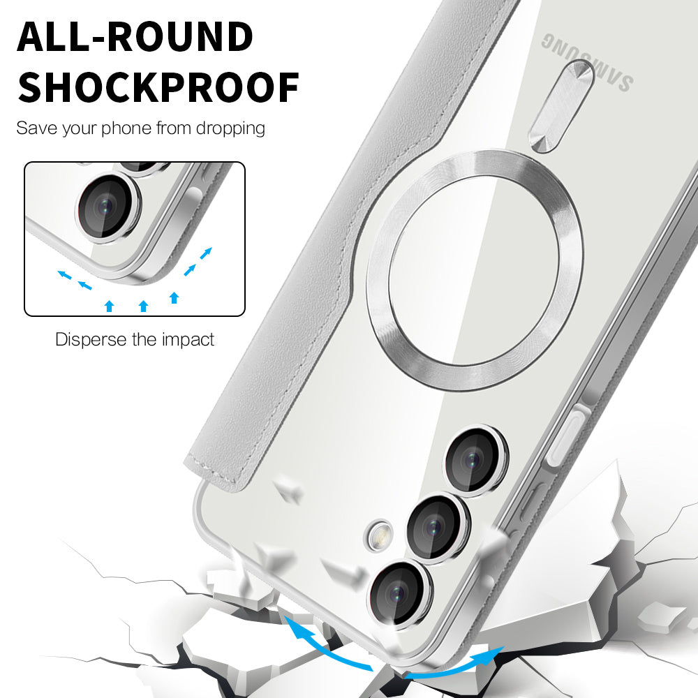 Coque MagSafe pour Samsung Galaxy A16 5G A166 / A16 4G A165, Techsuit, SmartMag Book, Gris