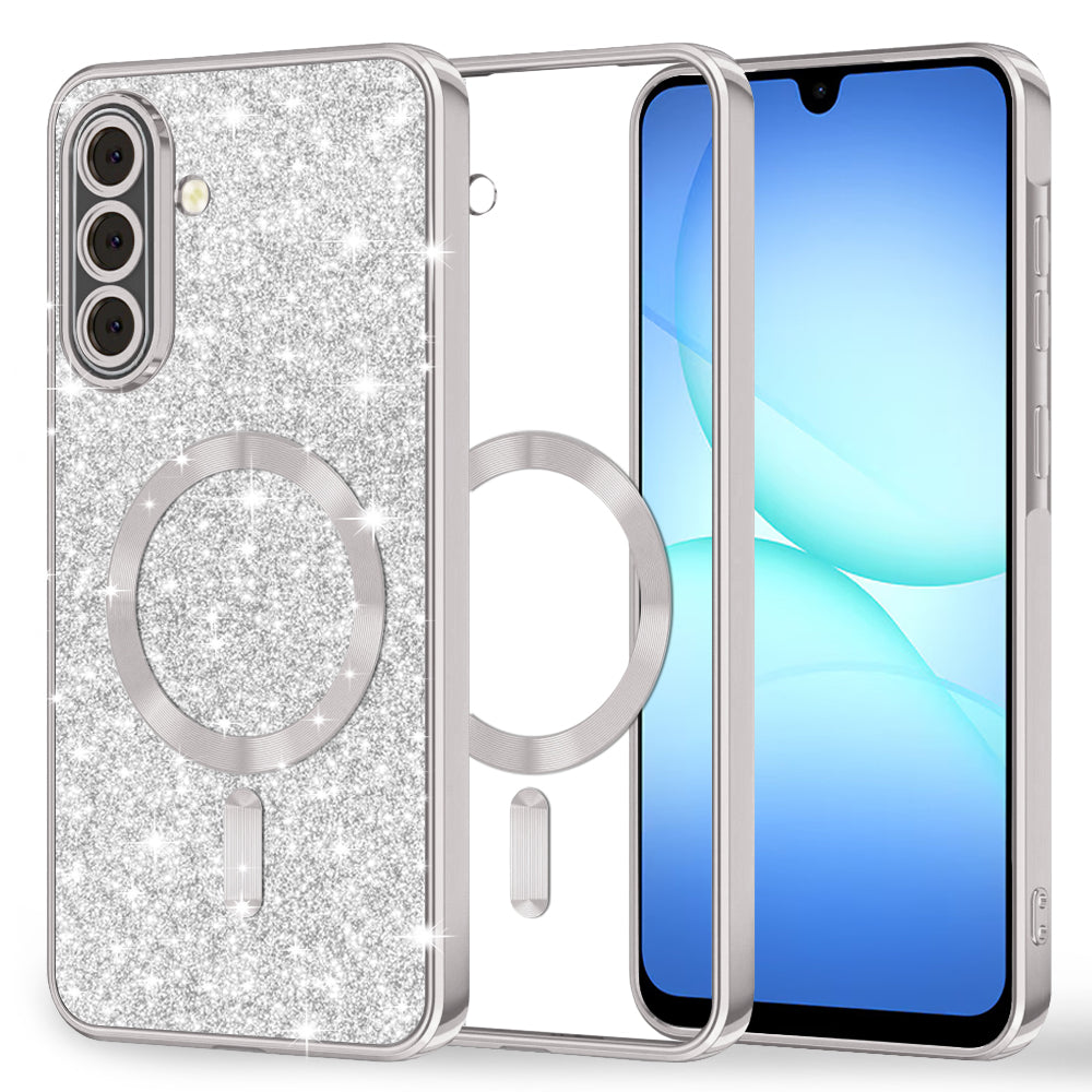 MagSafe-Hülle für Samsung Galaxy A17 4G / A17 5G, Techsuit, Luxury Glitter, Silber