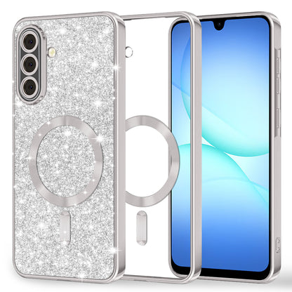 MagSafe-Hülle für Samsung Galaxy A17 4G / A17 5G, Techsuit, Luxury Glitter, Silber