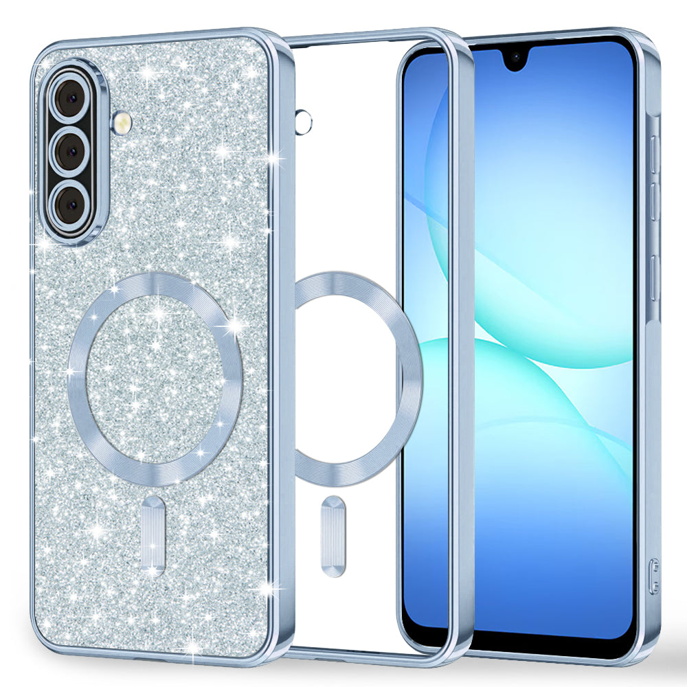 Coque MagSafe pour Samsung Galaxy A17 4G / A17 5G, Techsuit, Luxury Glitter, Bleu