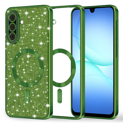 Coque MagSafe pour Samsung Galaxy A17 4G / A17 5G, Techsuit, Luxury Glitter, Vert Foncé