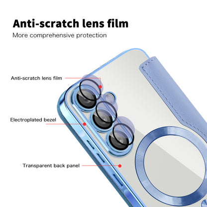 Coque MagSafe pour Samsung Galaxy A26 A266, Techsuit, SmartMag Book, Bleu