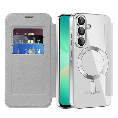 Coque MagSafe pour Samsung Galaxy A26 A266, Techsuit, SmartMag Book, Gris