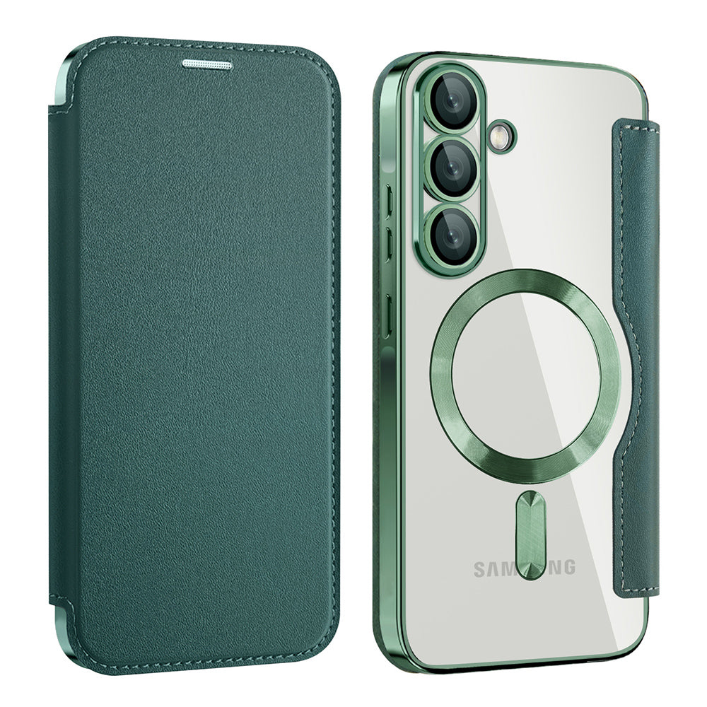 Coque MagSafe pour Samsung Galaxy A26 A266, Techsuit, SmartMag Book, Vert
