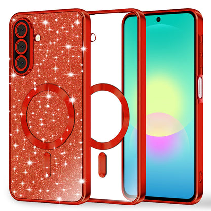 Coque MagSafe pour Samsung Galaxy A27 5G, Techsuit, Luxury Glitter, Rouge