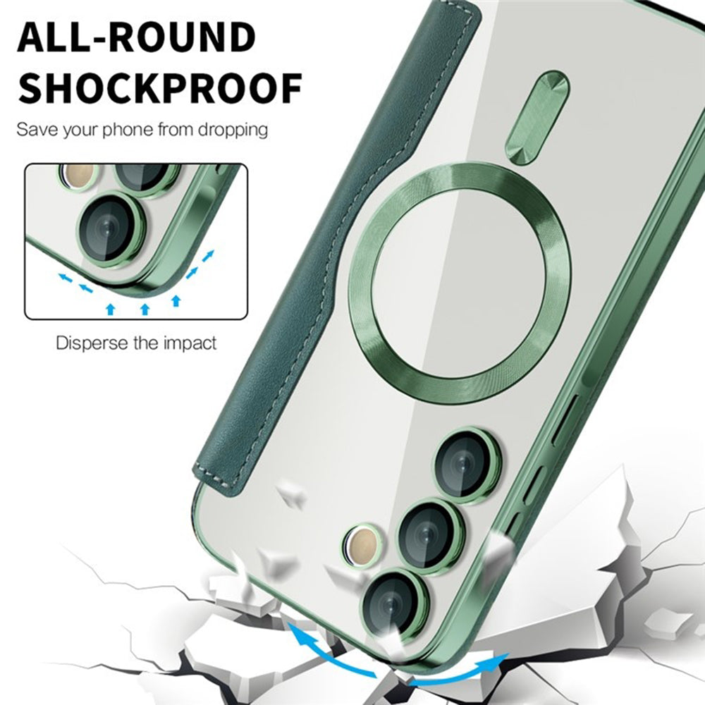 Coque MagSafe pour Samsung Galaxy A35 5G A356, Techsuit, SmartMag Book, Vert