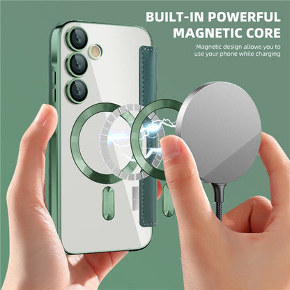 Coque MagSafe pour Samsung Galaxy A35 5G A356, Techsuit, SmartMag Book, Vert