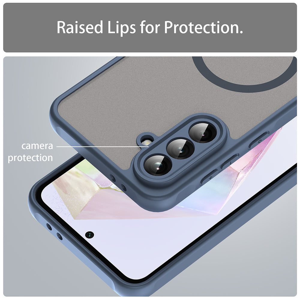 Coque MagSafe pour Samsung Galaxy A36 A366, Techsuit, HaloFrost II, Bleu marine