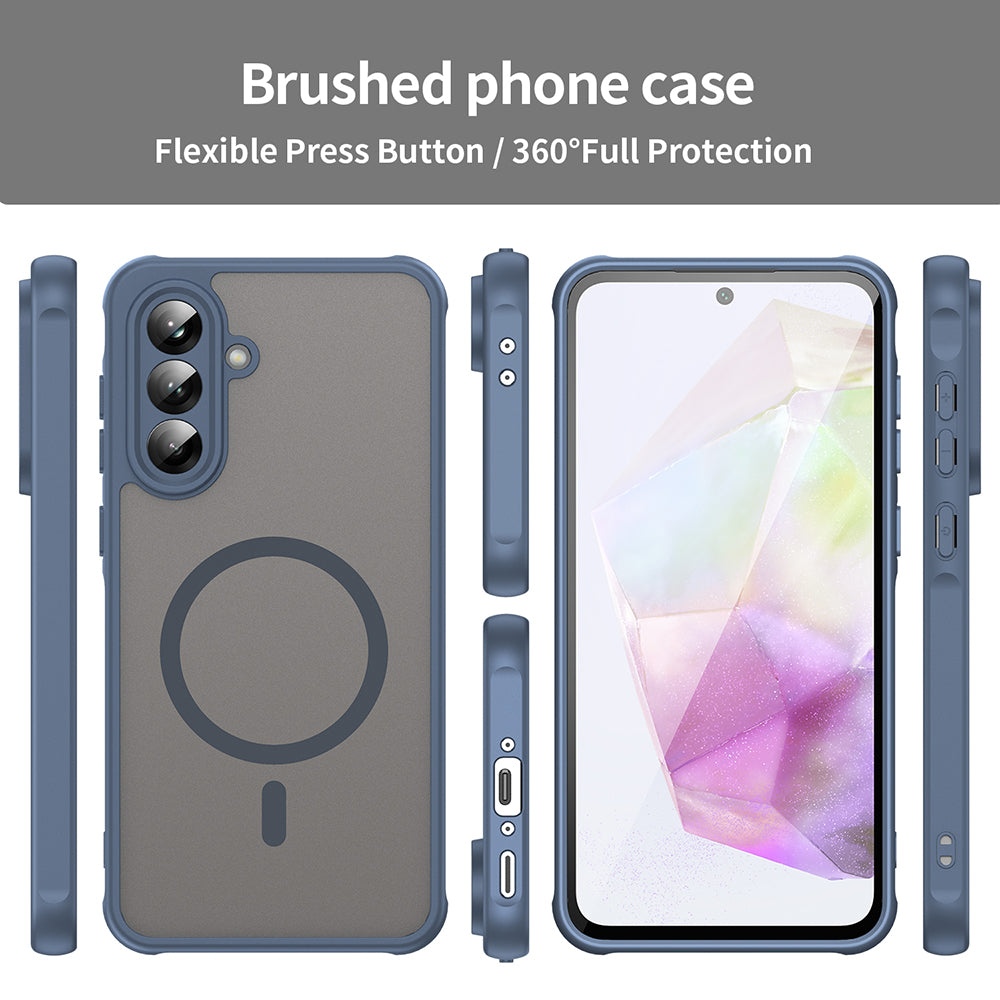 Coque MagSafe pour Samsung Galaxy A36 A366, Techsuit, HaloFrost II, Bleu marine
