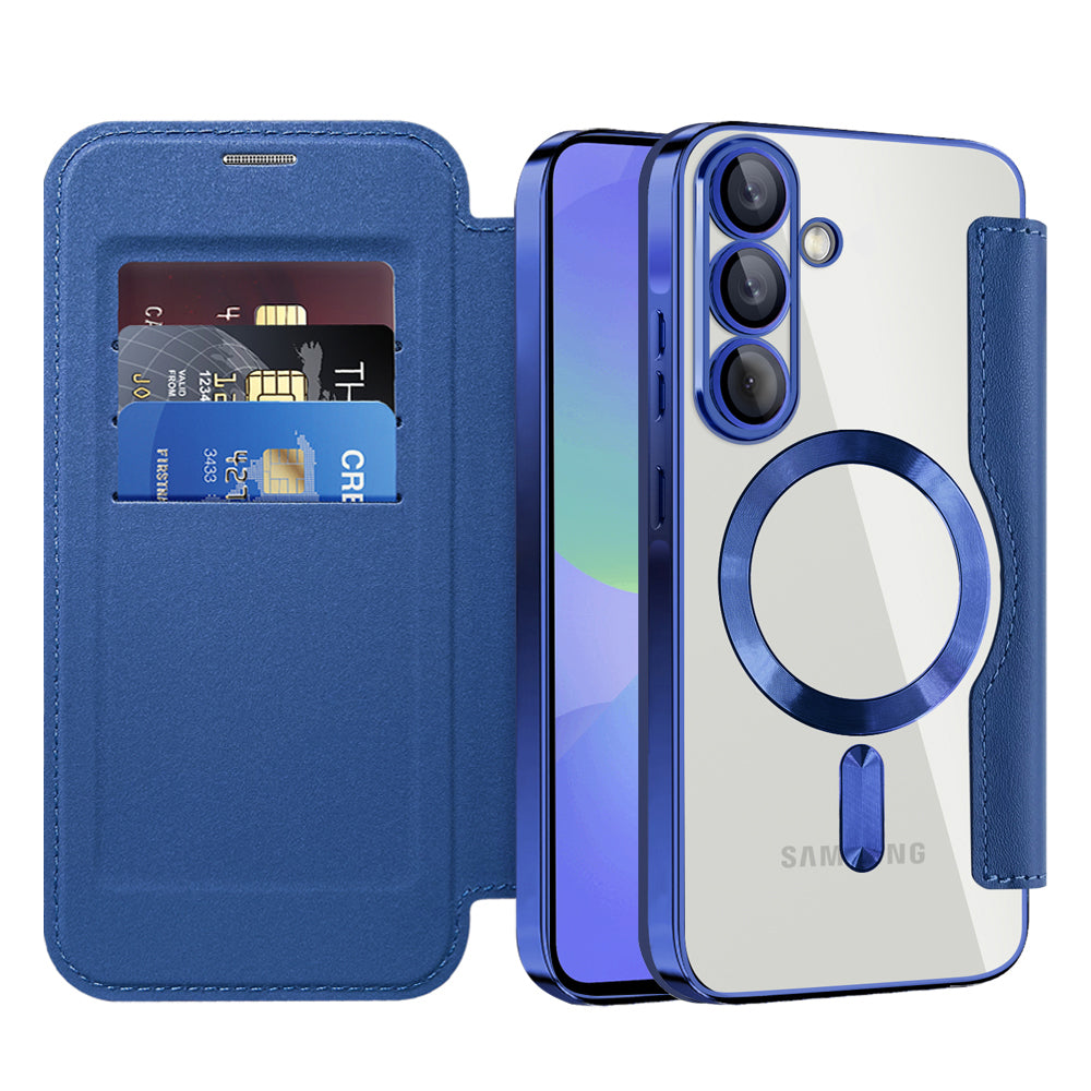 MagSafe Case for Samsung Galaxy A36 A366, Techsuit, SmartMag Book, Blue