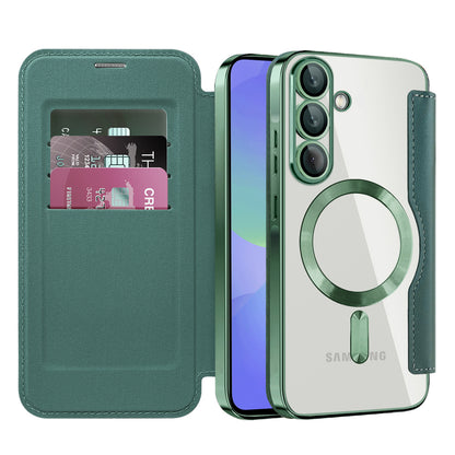 MagSafe Case for Samsung Galaxy A36 A366, Techsuit, SmartMag Book, Green