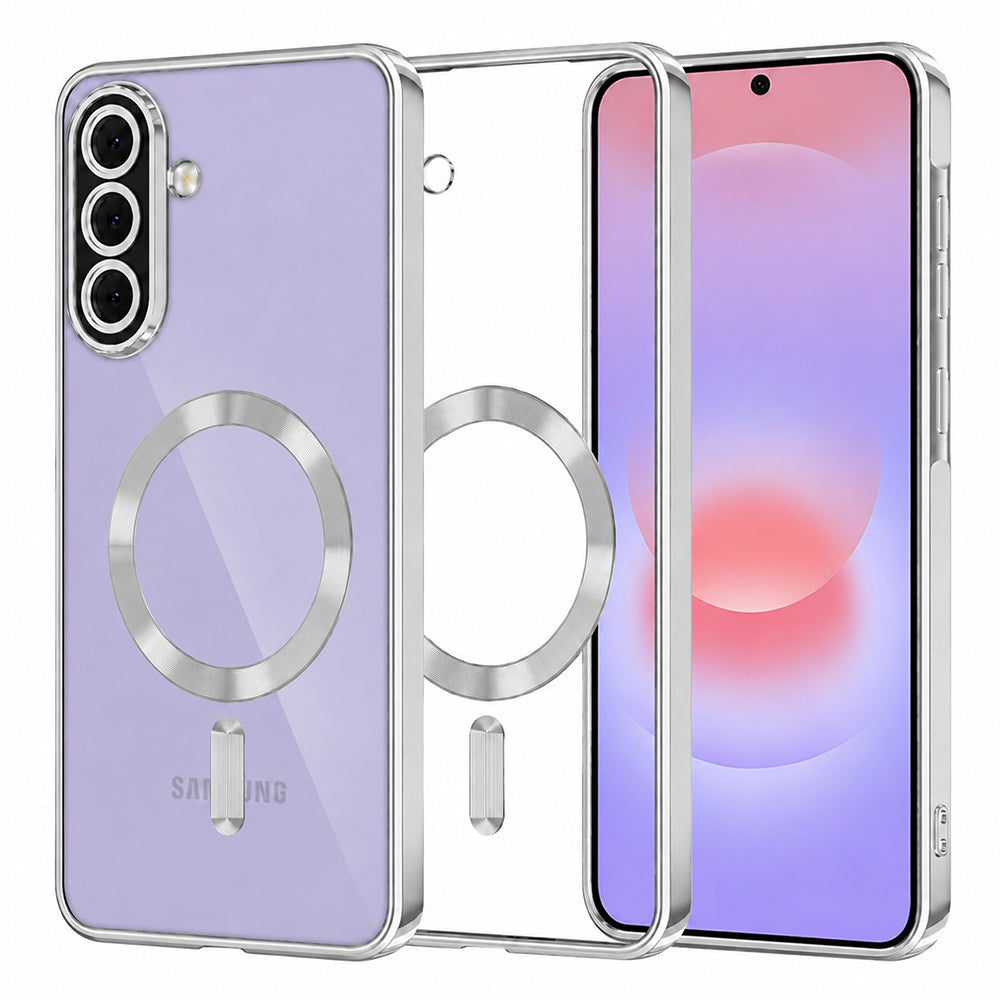 MagSafe Hülle für Samsung Galaxy A37 5G, Techsuit, Luxury Crystal, Silber
