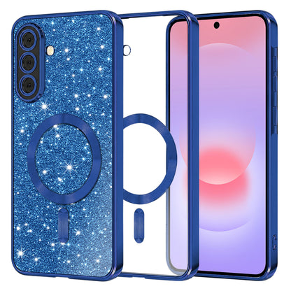 MagSafe-Hülle für Samsung Galaxy A37 5G, Techsuit, Luxury Glitter, Dunkelblau