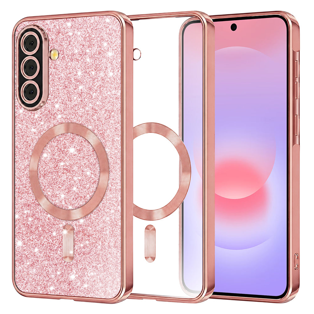 Coque MagSafe pour Samsung Galaxy A37 5G, Techsuit, Luxury Glitter, Rose Doré