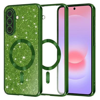 Coque MagSafe pour Samsung Galaxy A37 5G, Techsuit, Luxury Glitter, Vert Foncé