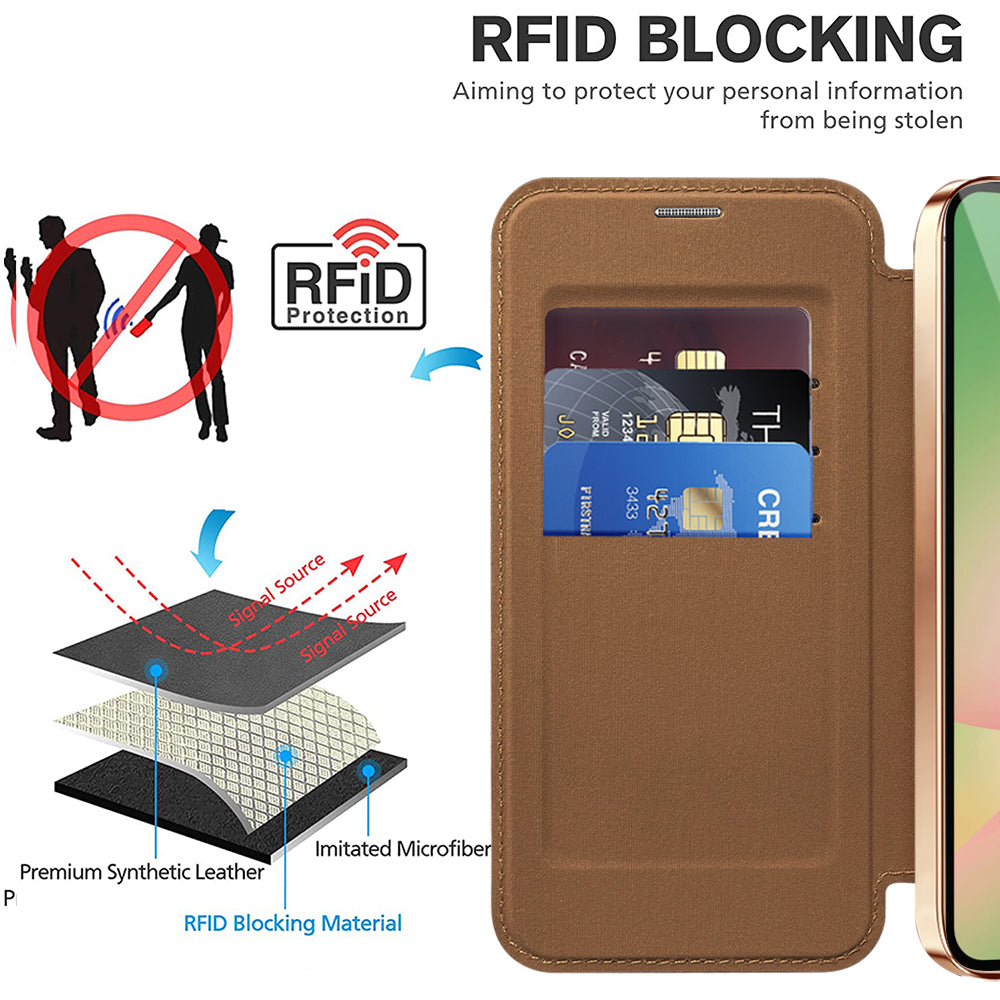 Étui MagSafe pour Samsung Galaxy A37 5G, Techsuit, SmartMag Book, Marron