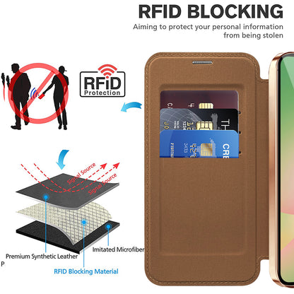 Étui MagSafe pour Samsung Galaxy A37 5G, Techsuit, SmartMag Book, Marron