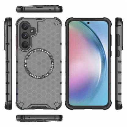Coque MagSafe pour Samsung Galaxy A55 5G A556, Techsuit, HoneyComb Shield, Noire
