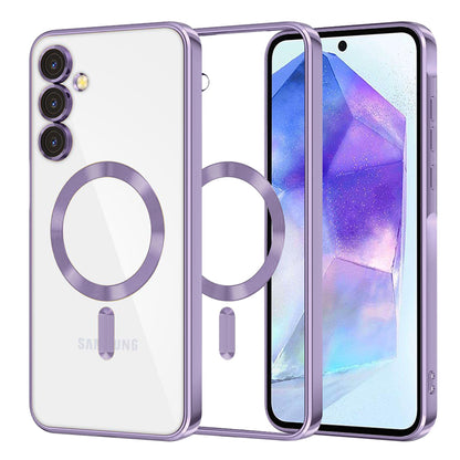 Coque MagSafe pour Samsung Galaxy A55 5G A556, Techsuit, Luxury Crystal, Violet Clair