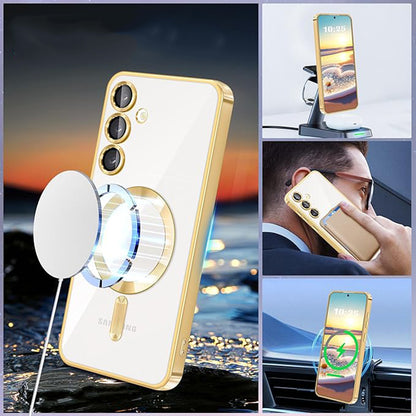 Coque MagSafe pour Samsung Galaxy A55 5G A556, Techsuit, Luxury Crystal, Violet Clair