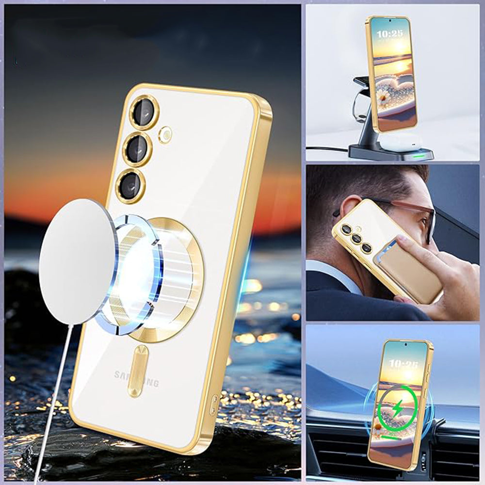 Coque MagSafe pour Samsung Galaxy A55 5G A556, Techsuit, Luxury Crystal, Rose