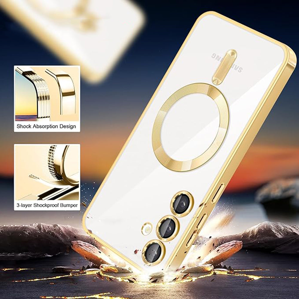 Coque MagSafe pour Samsung Galaxy A55 5G A556, Techsuit, Luxury Crystal, Rose