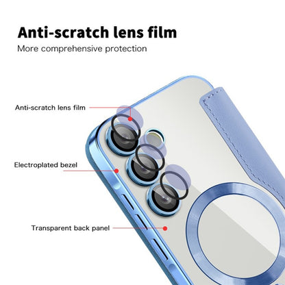 Coque MagSafe pour Samsung Galaxy A55 5G A556, Techsuit, SmartMag Book, Bleu