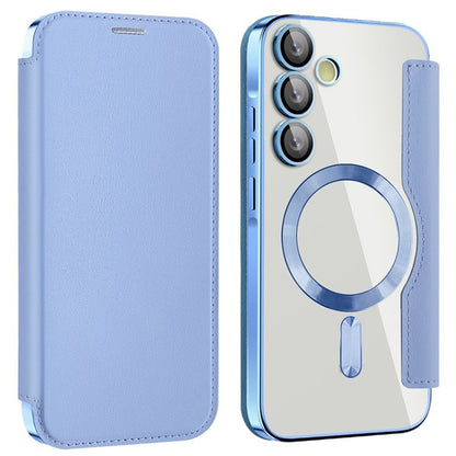 Coque MagSafe pour Samsung Galaxy A55 5G A556, Techsuit, SmartMag Book, Bleu